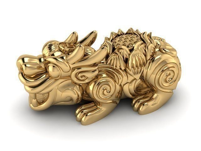 pixiu gold dragon figurine 3D print model