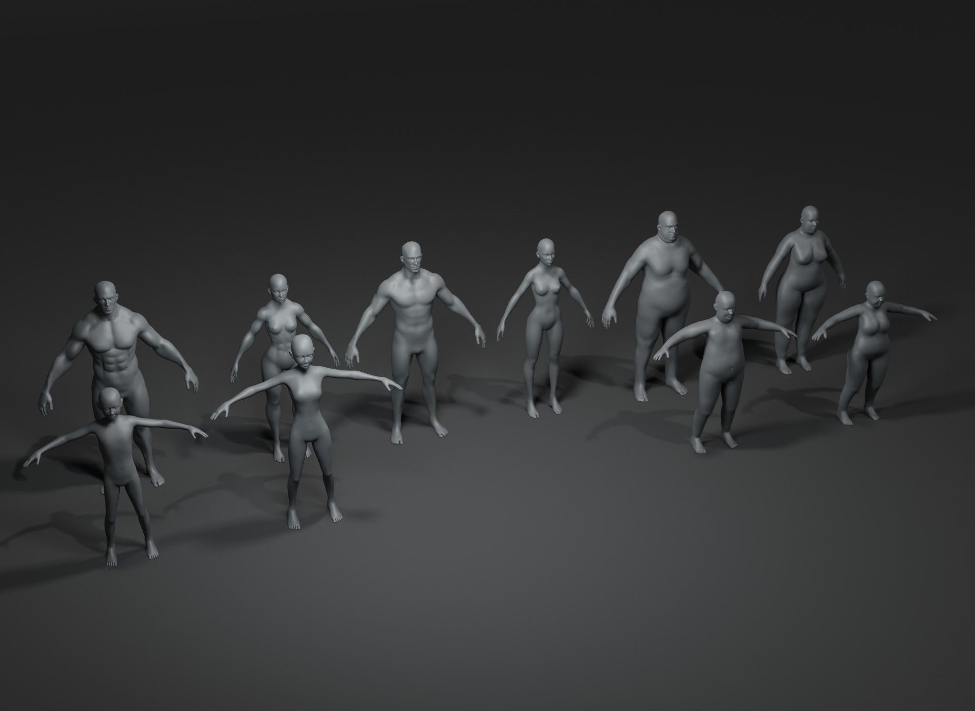 Human Body Base Mesh 40 Models Collection _46