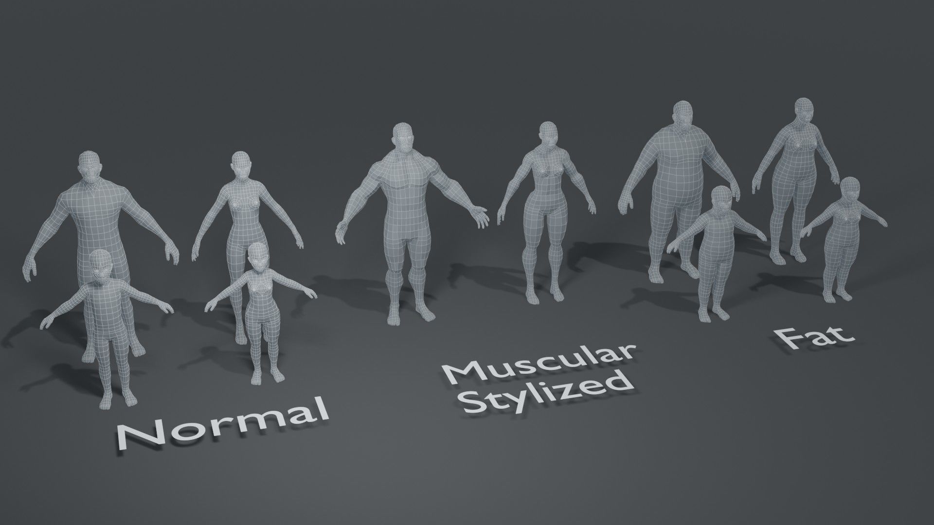 Human Body Base Mesh 40 Models Collection _60