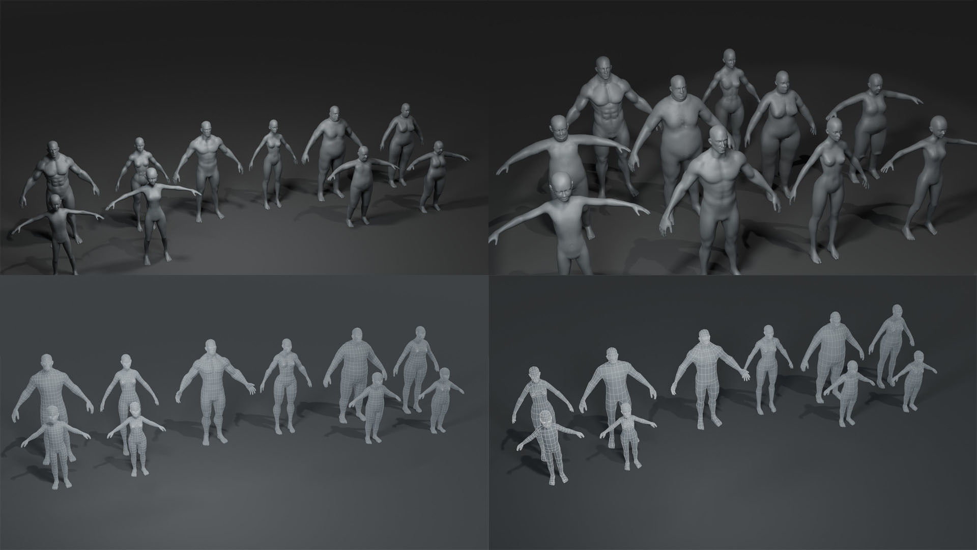 Human Body Base Mesh 40 Models Collection _44