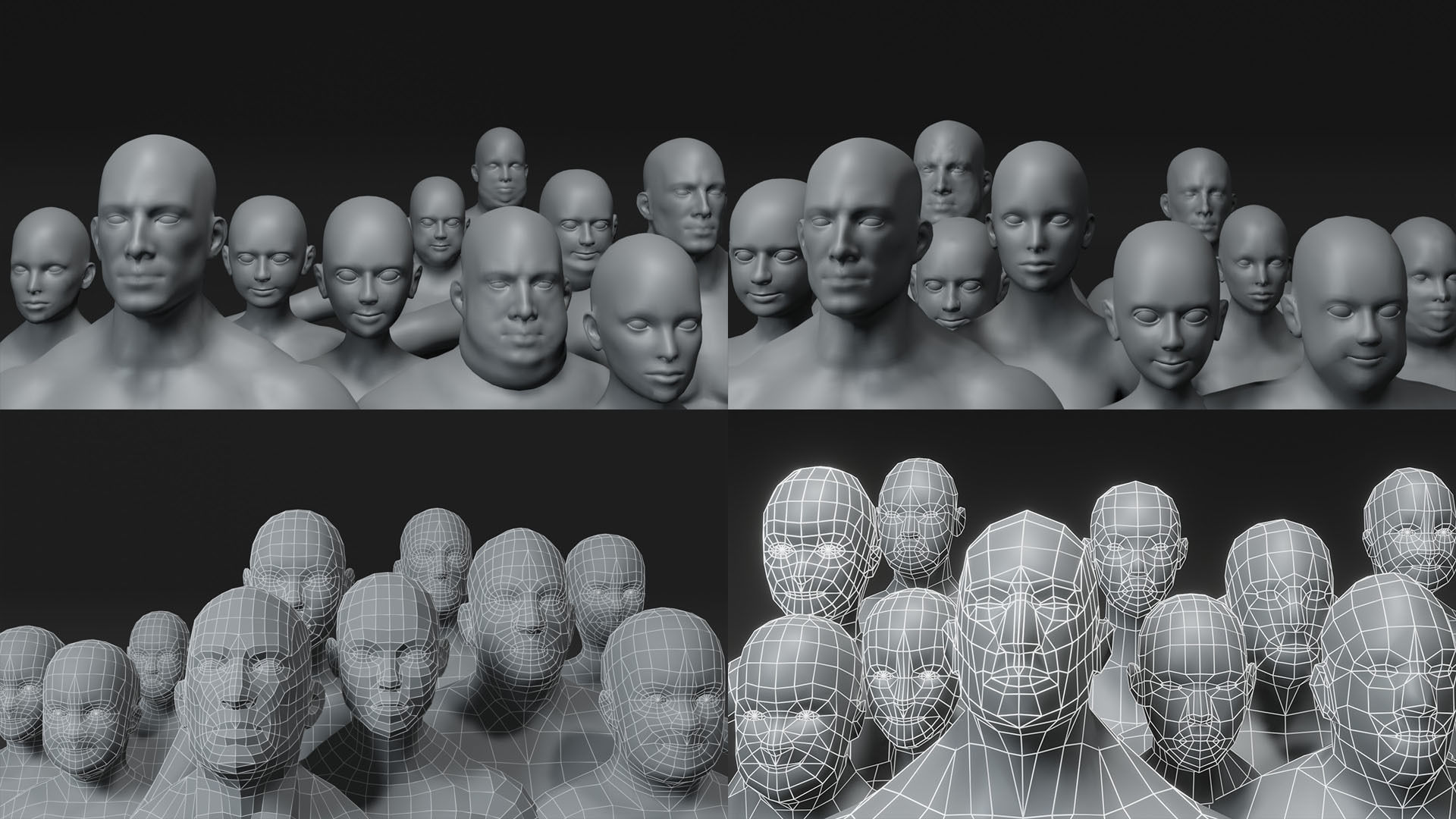 Human Body Base Mesh 40 Models Collection _64
