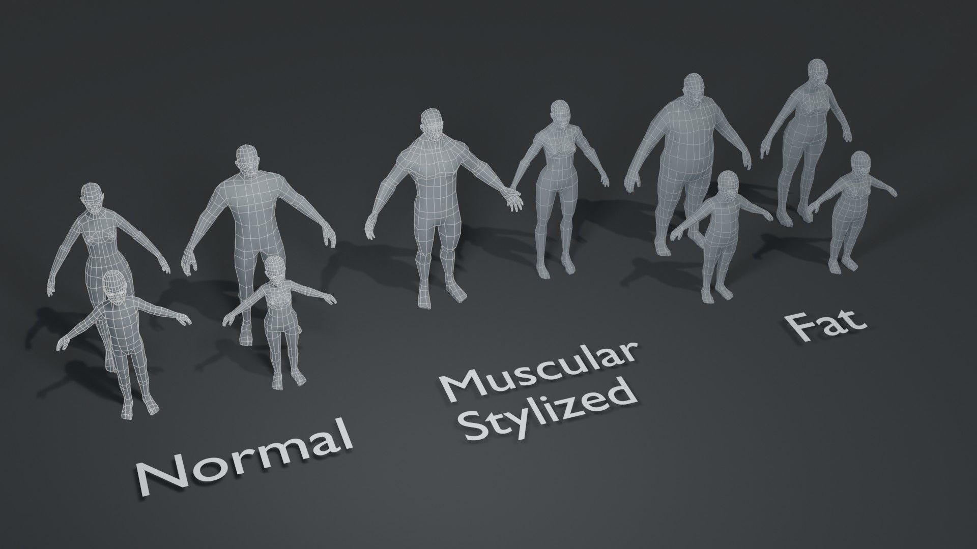 Human Body Base Mesh 40 Models Collection _54