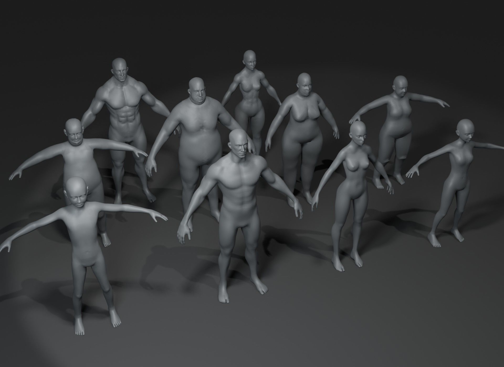 Human Body Base Mesh 40 Models Collection _50