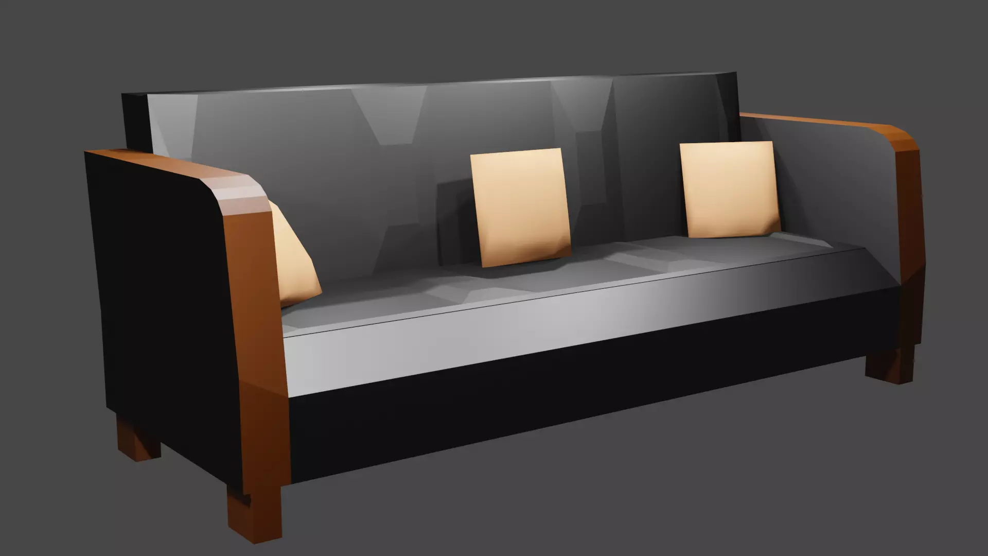 3 seater sofa Low-poly 3D model_0