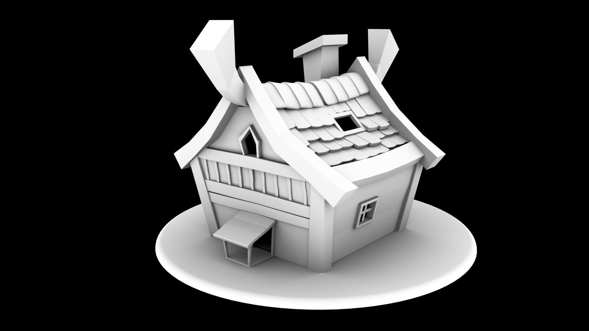 Stylized Medieval Hut Low-poly 3D model_2