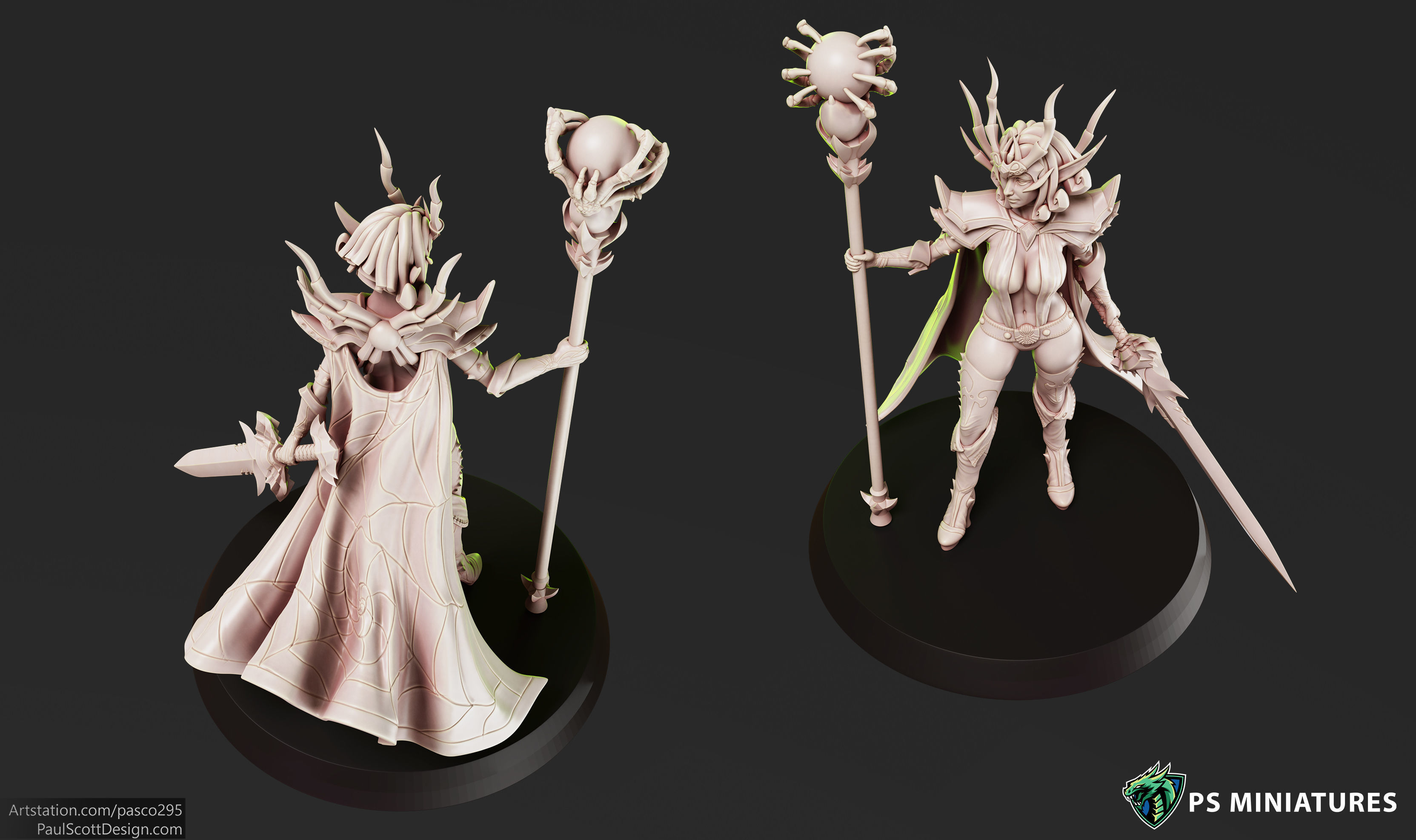 Drow Sorceress Pose 1 3D print model_9