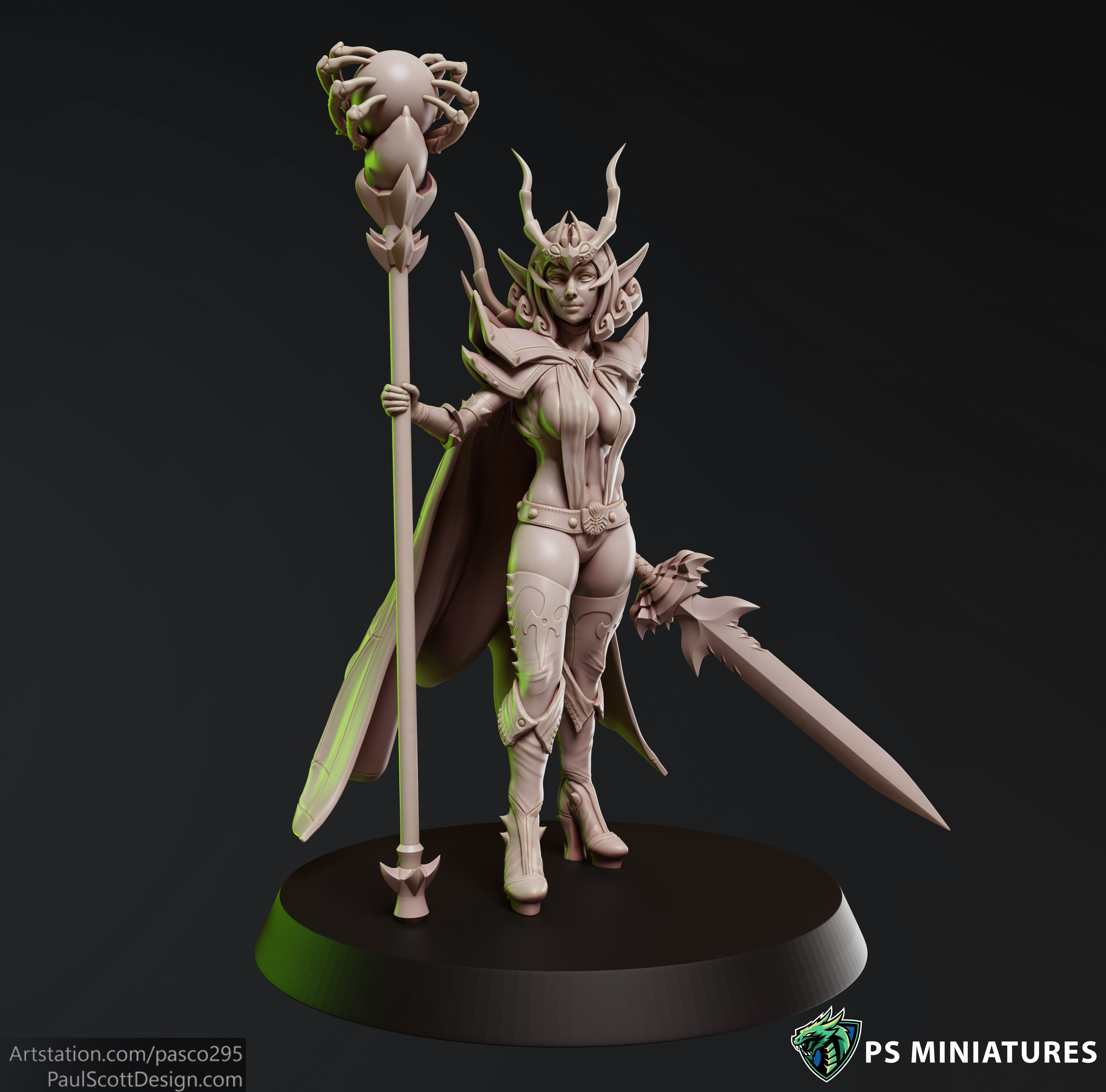 Drow Sorceress Pose 1 3D print model_12