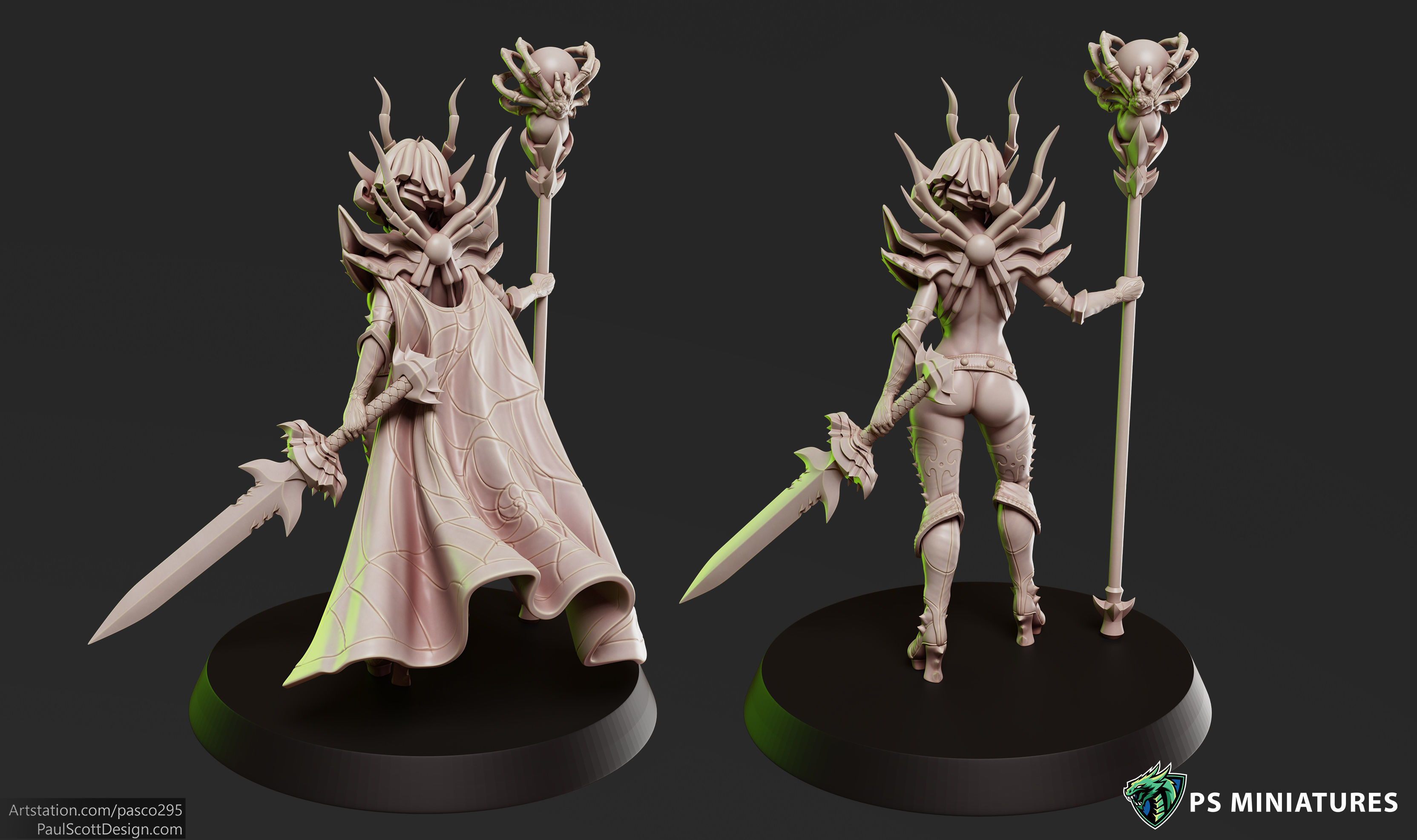 Drow Sorceress Pose 1 3D print model_5
