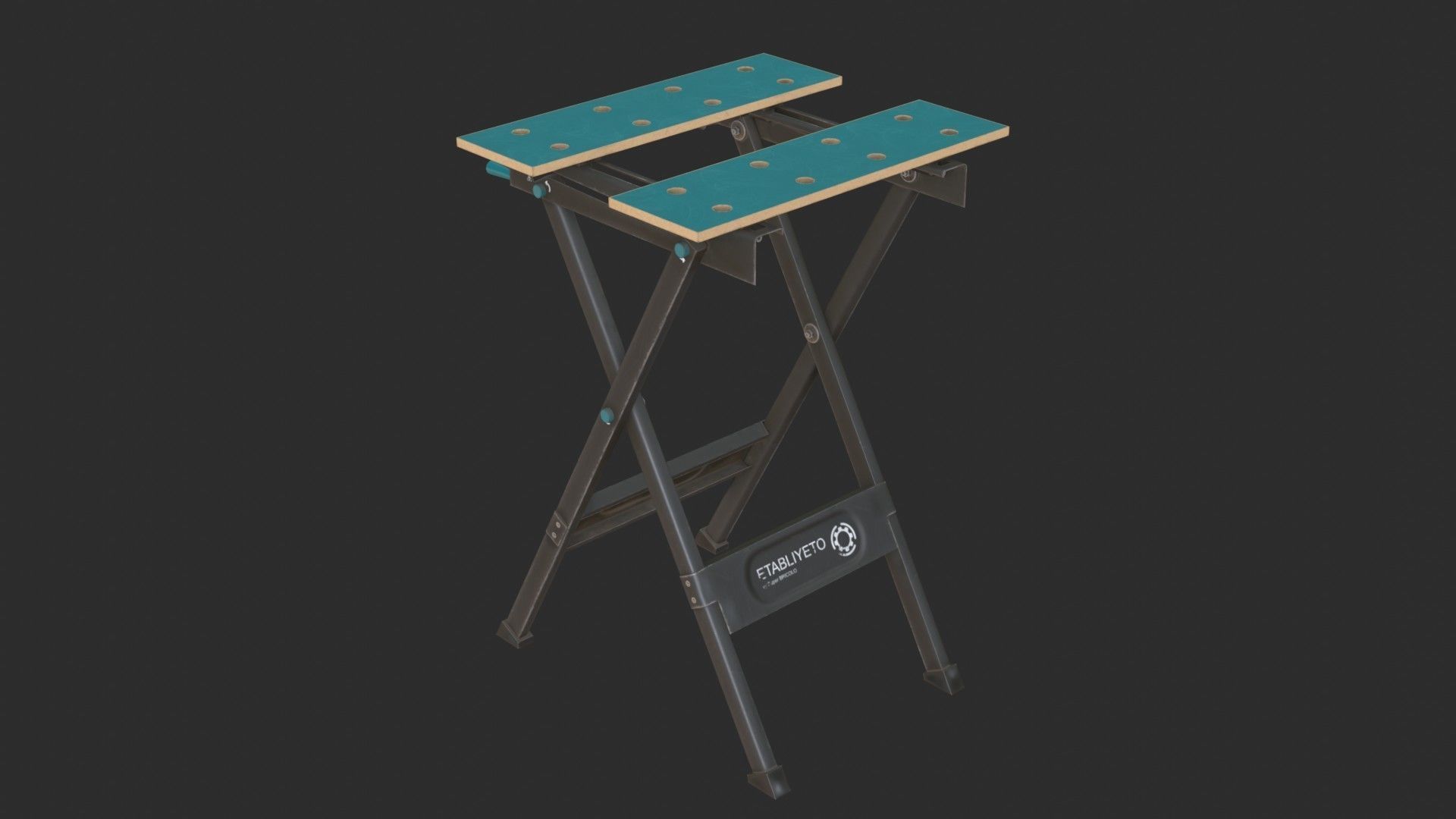 Portable Workbench Low-poly 3D model_3
