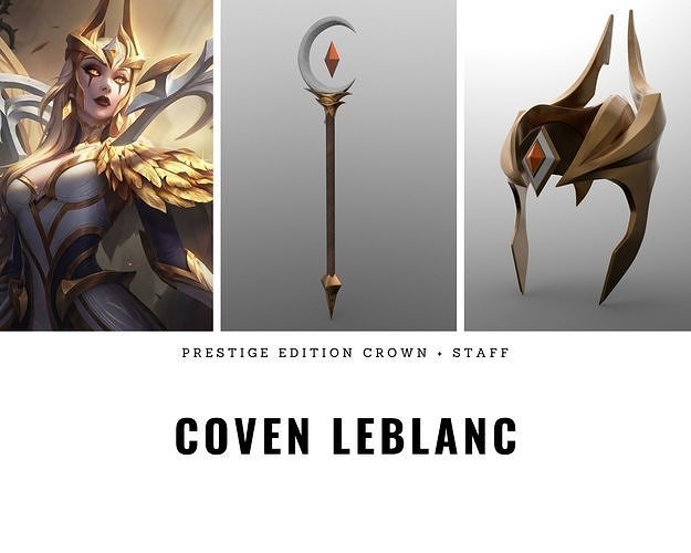 Coven Leblanc Prestige inspired staff and crown  3D model