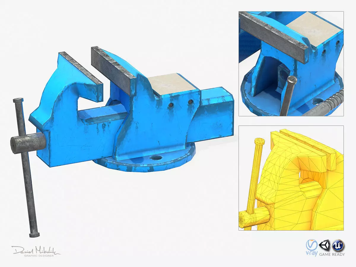 Vice Holder PBR RIG animated Low-poly 3D model_0
