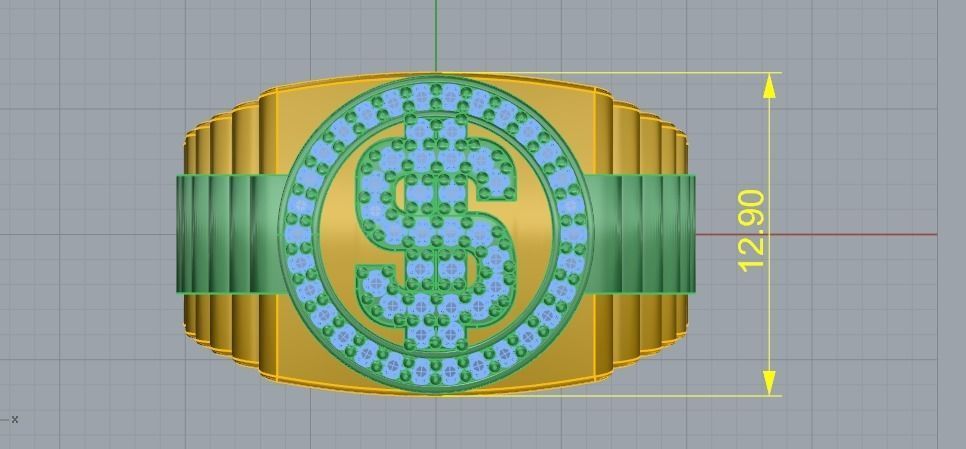 Dollar sign ring 713 3D print model_6