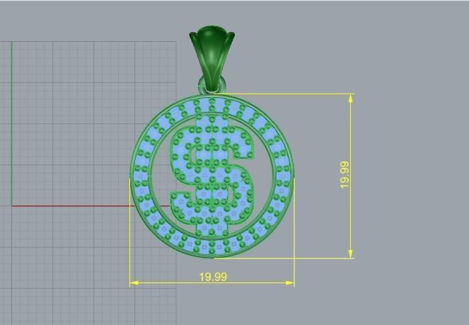 Pendant with dollar sign 712 3D print model_4