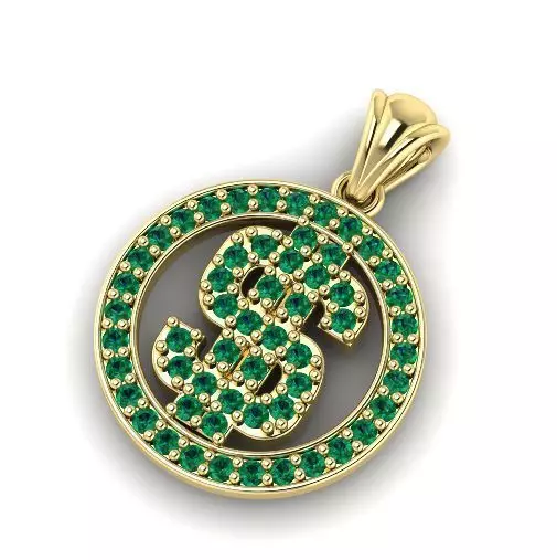 Pendant with dollar sign 712 3D print model_0