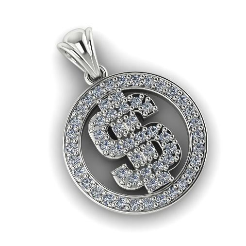 Pendant with dollar sign 712 3D print model_1