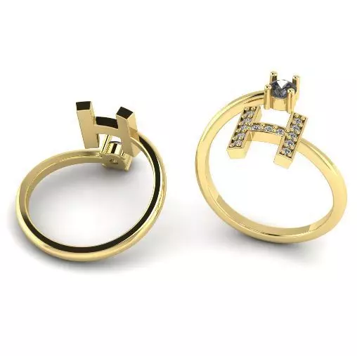 Ring with the letter H 711 3D print model