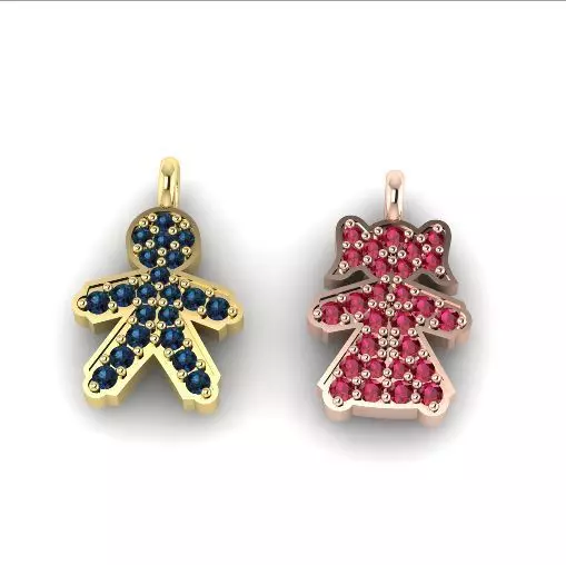 Pendants boy and girl 705 3D print model
