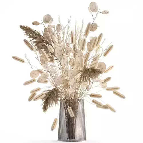 Bouquet of dried flowers in a glass vase 126