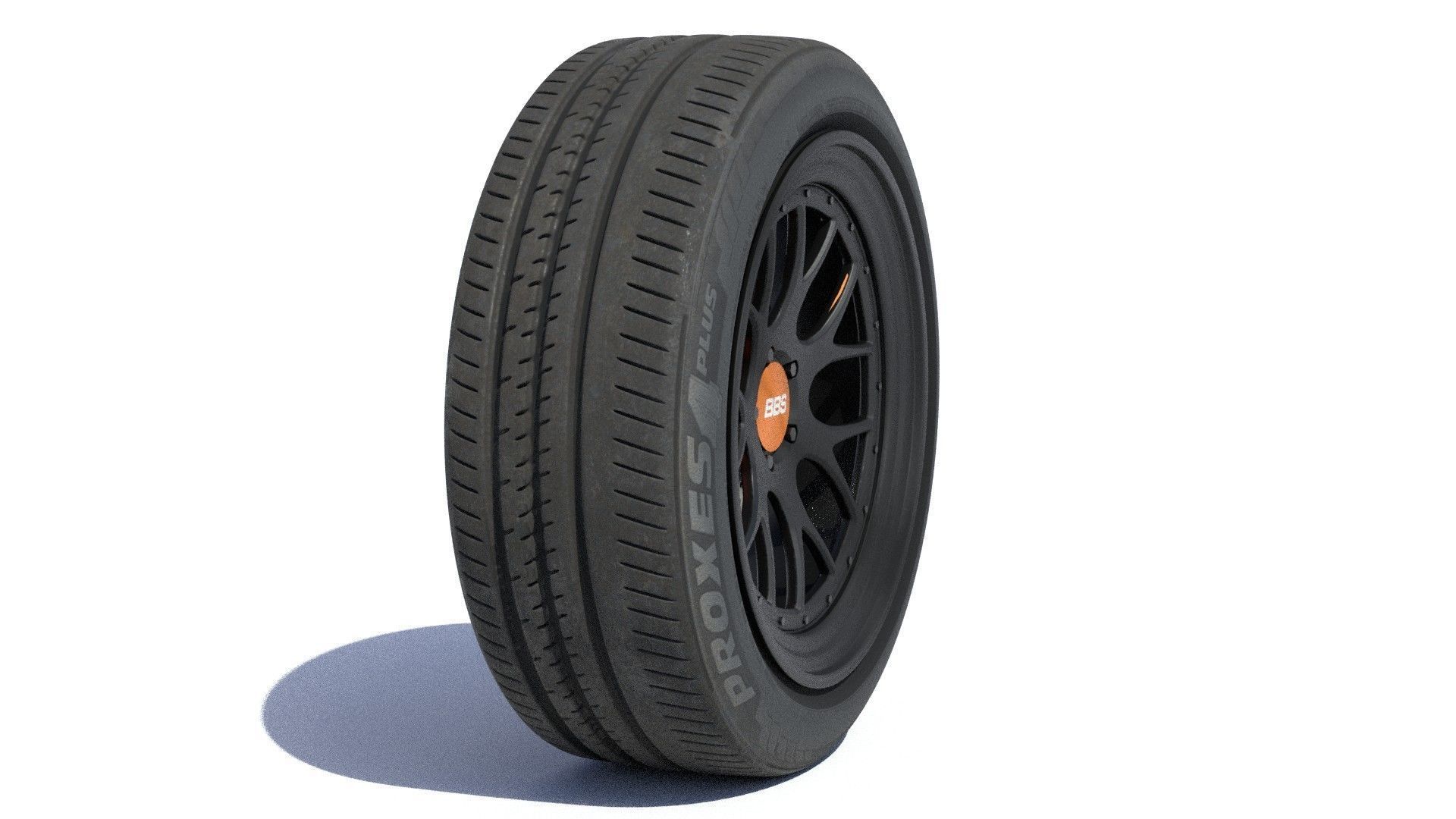 sports car wheel with rim tire and brakes 3D model_6