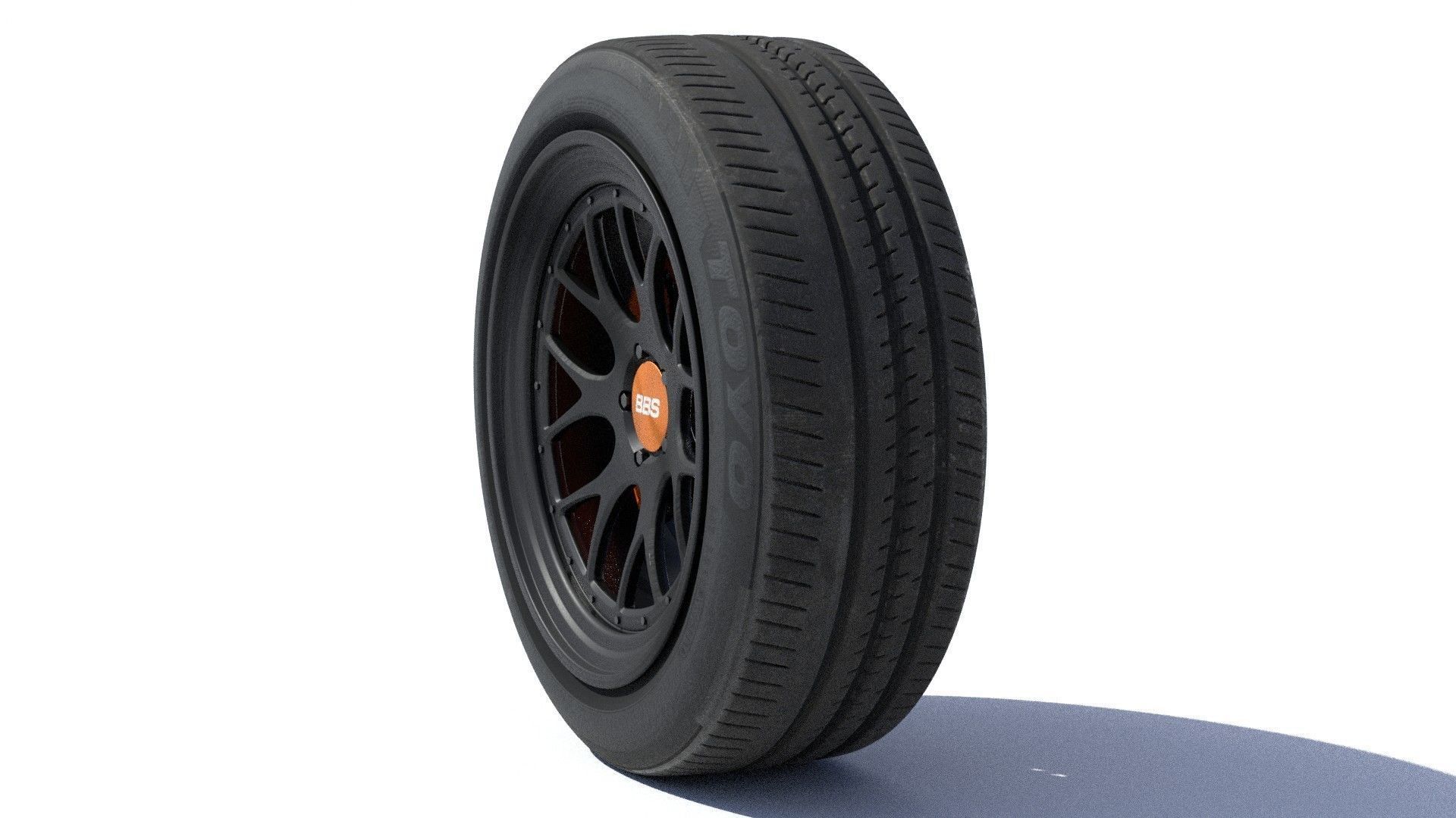 sports car wheel with rim tire and brakes 3D model_18