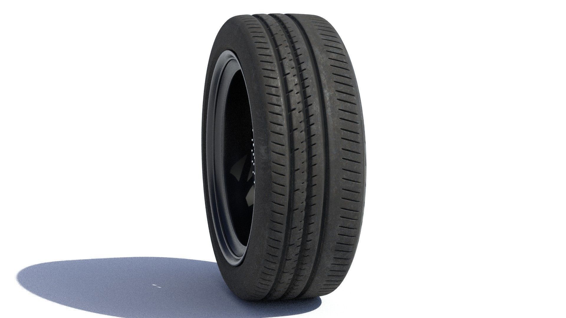 sports car wheel with rim tire and brakes 3D model_8