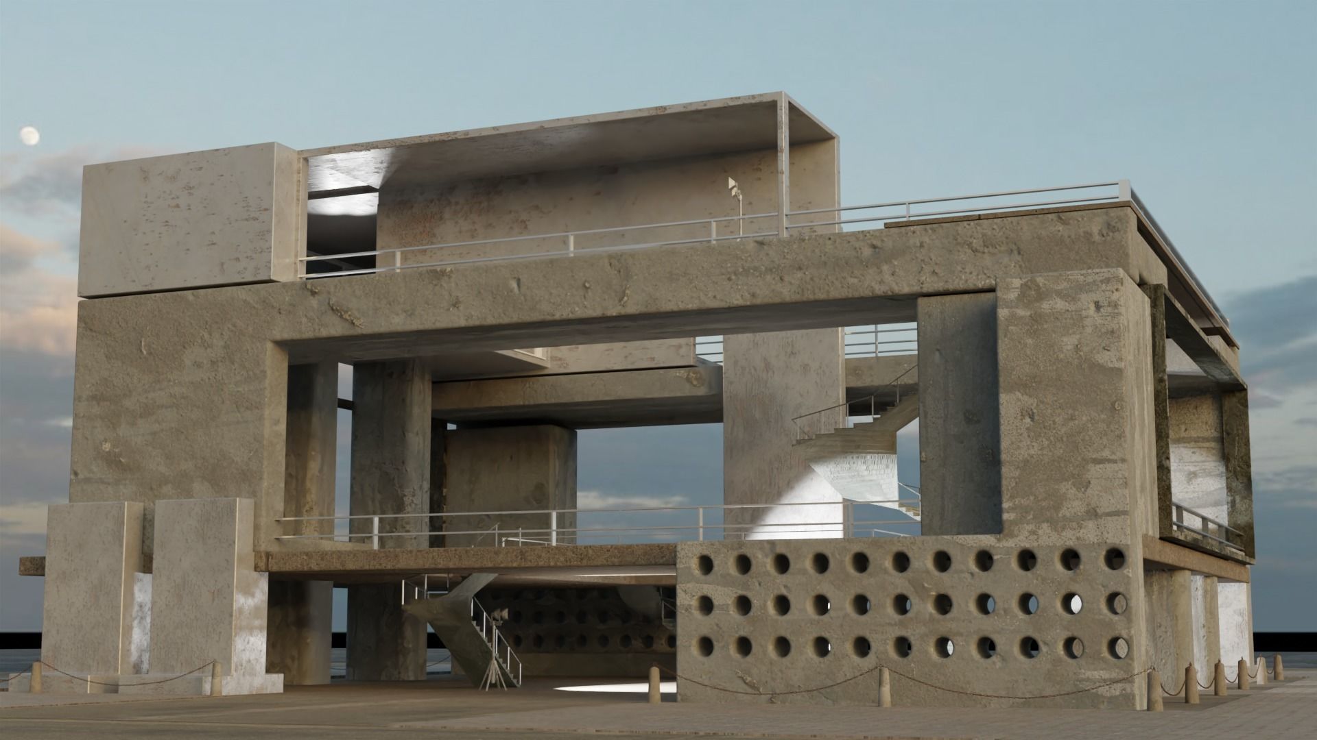 Modular Construction Building Site Free low-poly 3D model_4