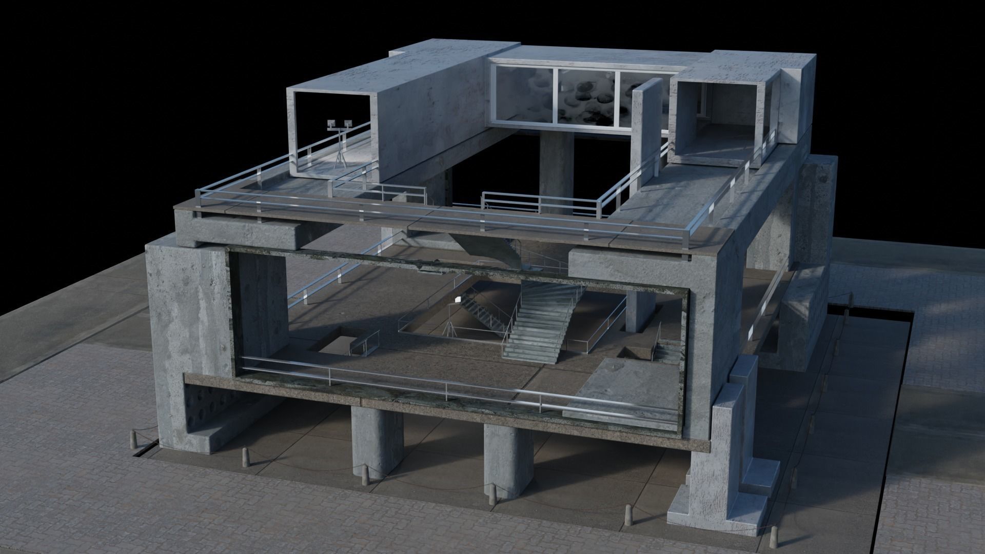 Modular Construction Building Site Free low-poly 3D model_1