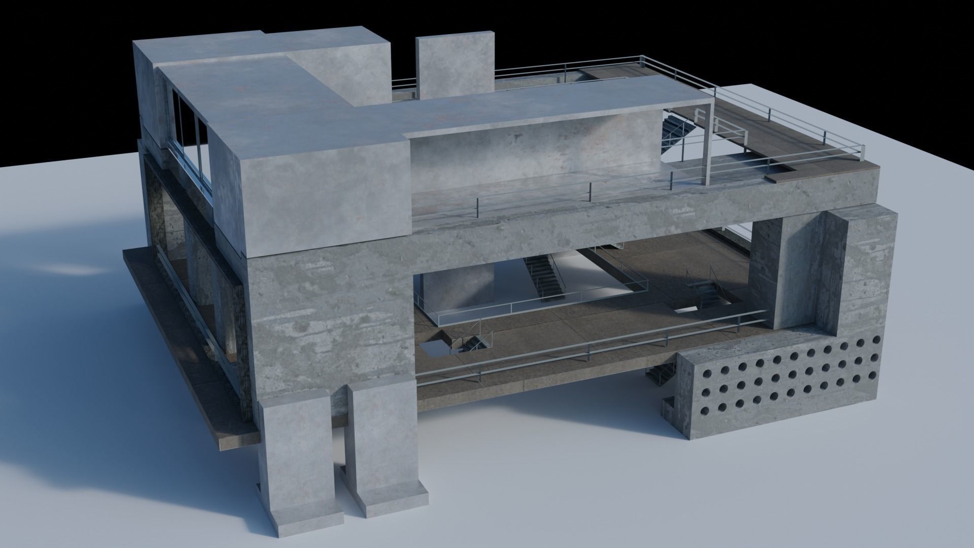 Modular Construction Building Site Free low-poly 3D model_3