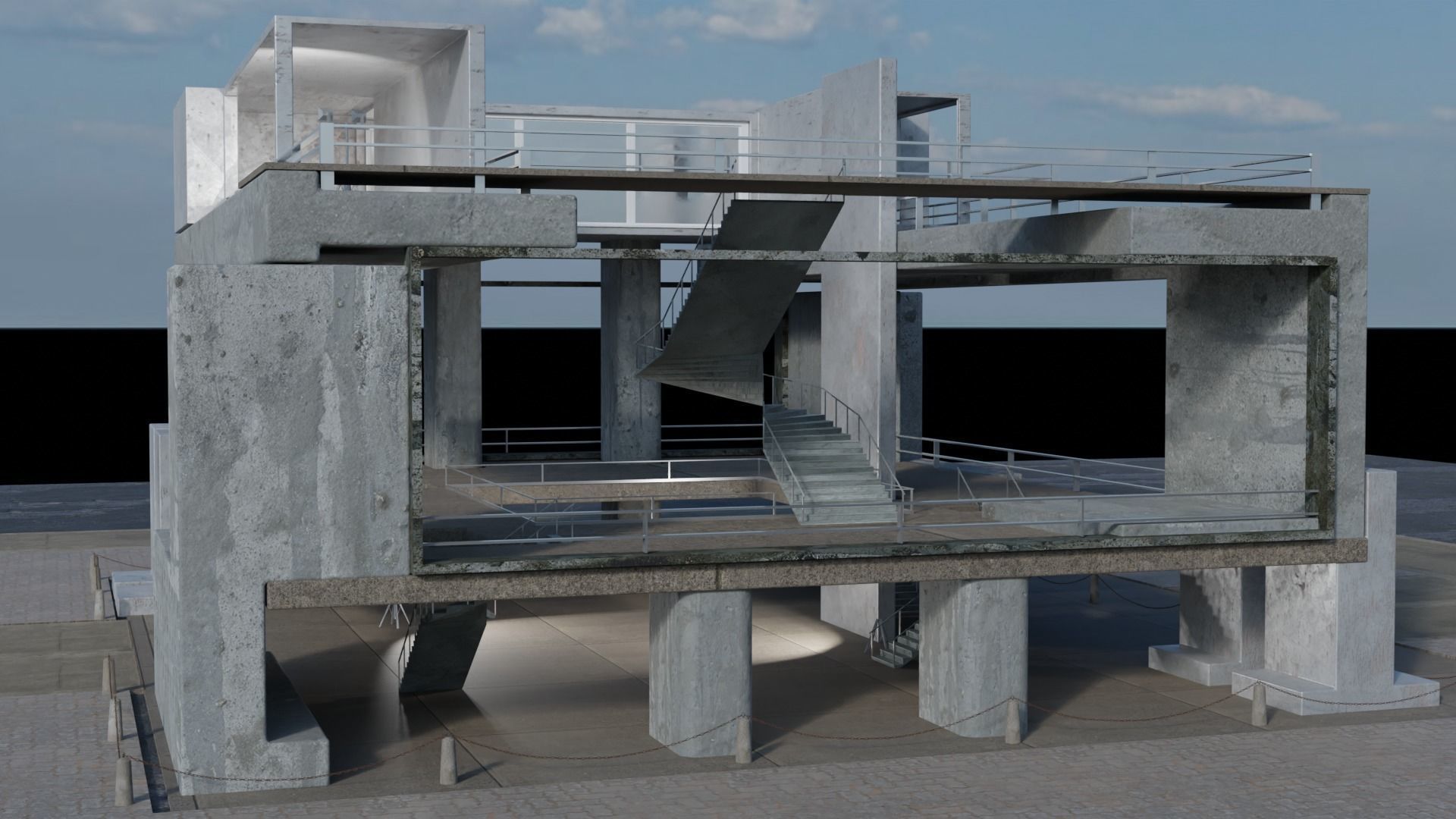 Modular Construction Building Site Free low-poly 3D model_2