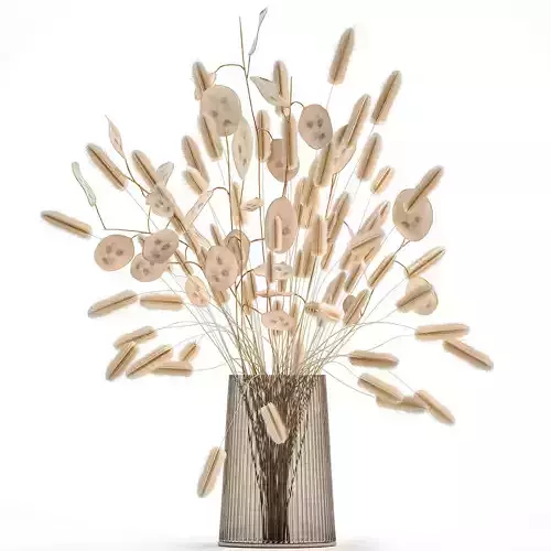 Bouquet of dried flowers in a glass vase 128