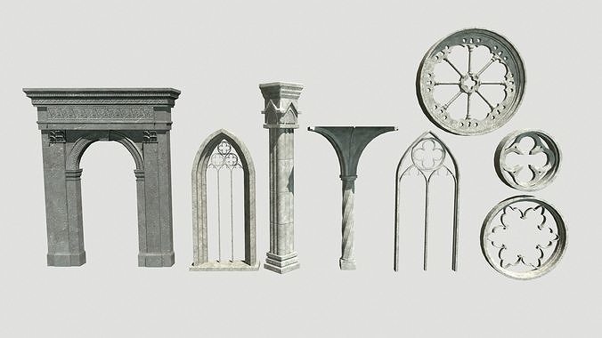 Gothic package Low-poly 3D model