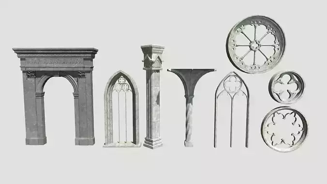 Gothic package Low-poly 3D model