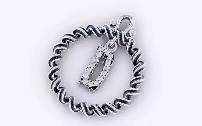Alphabet Pendant Necklace Letter D 3D print model