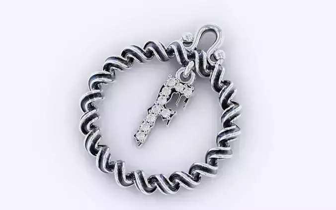 Alphabet Pendant Necklace Letter F 3D print model