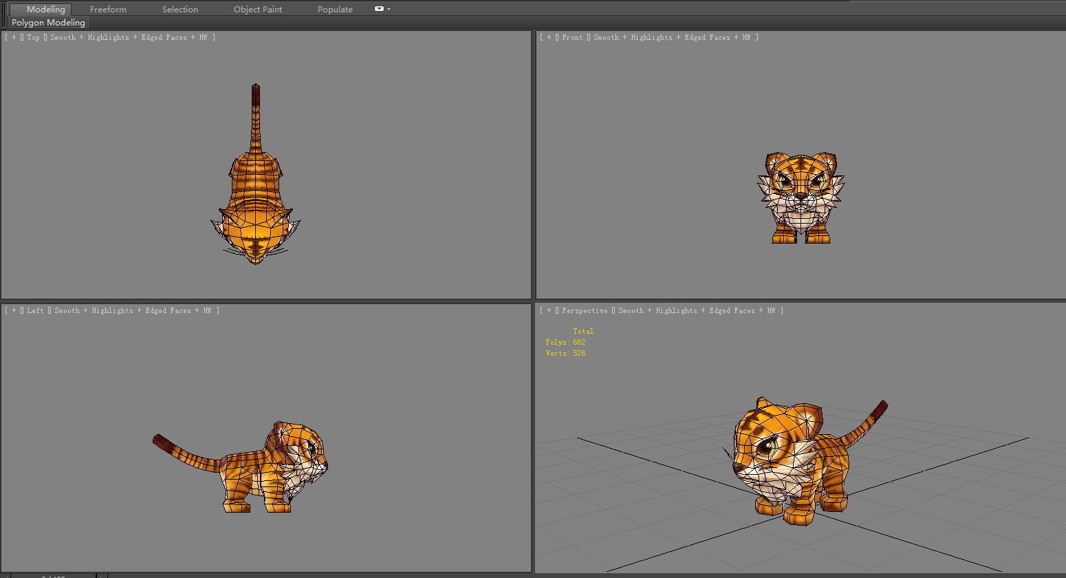 Cartoon little tiger - A Low-poly 3D model_5