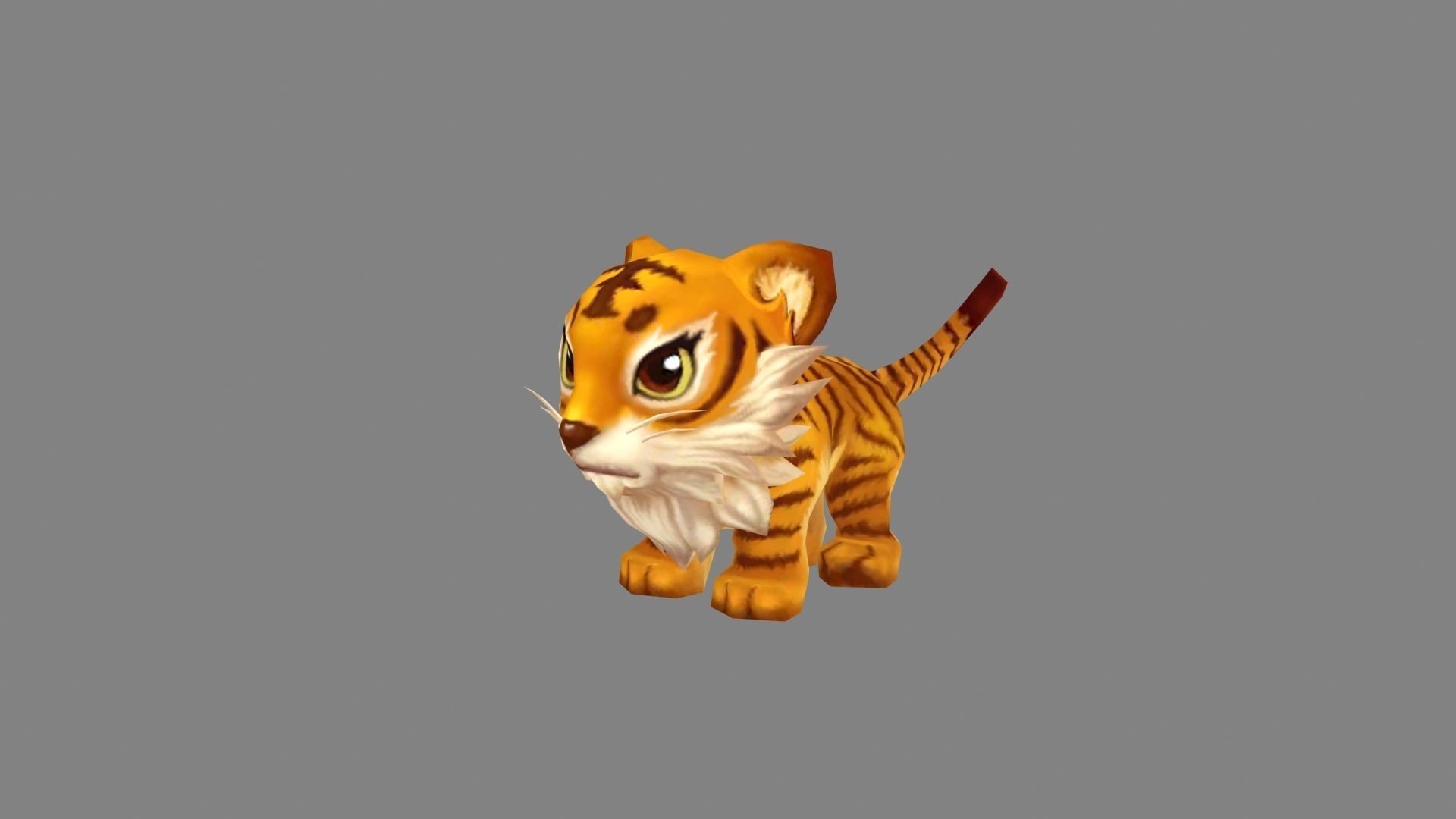 Cartoon little tiger - A Low-poly 3D model_1