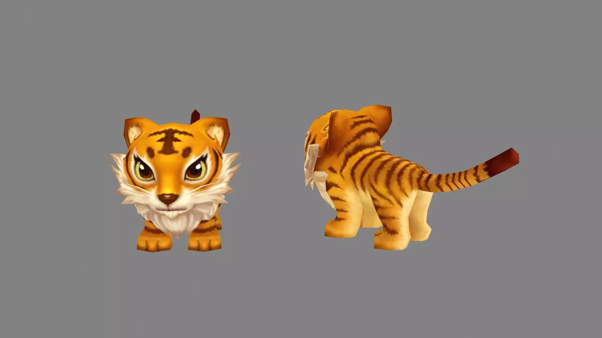 Cartoon little tiger - A Low-poly 3D model_0