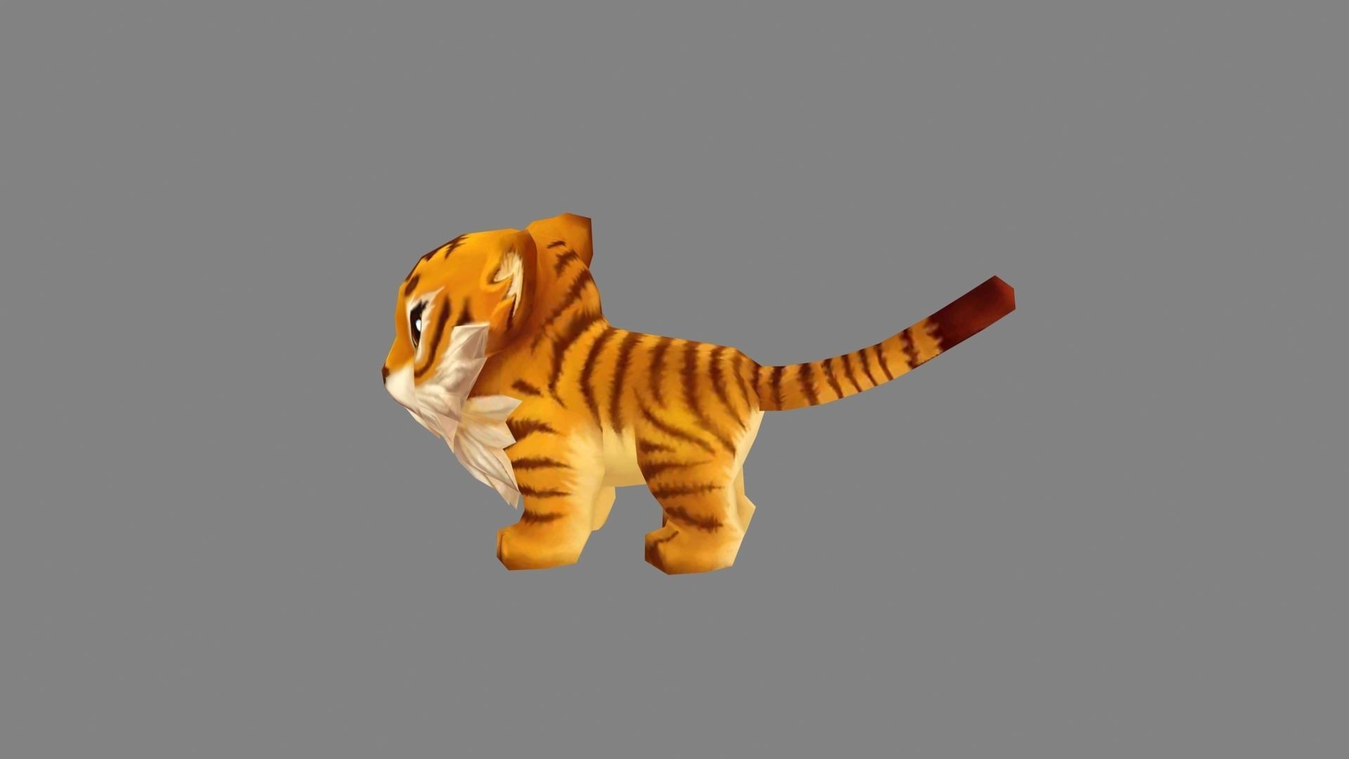 Cartoon little tiger - A Low-poly 3D model_2