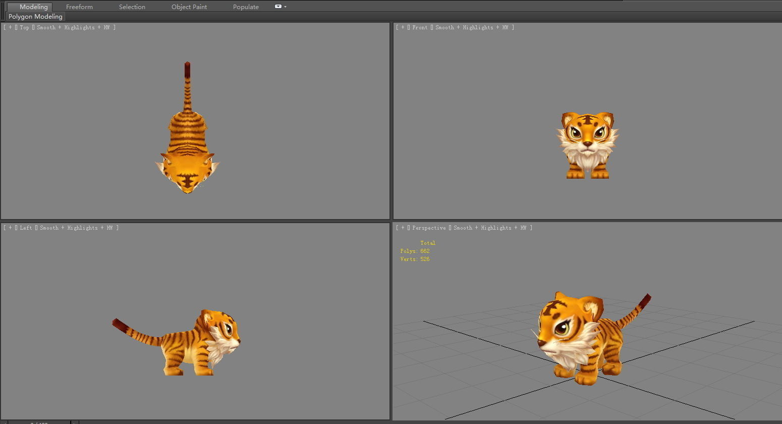 Cartoon little tiger - A Low-poly 3D model_4