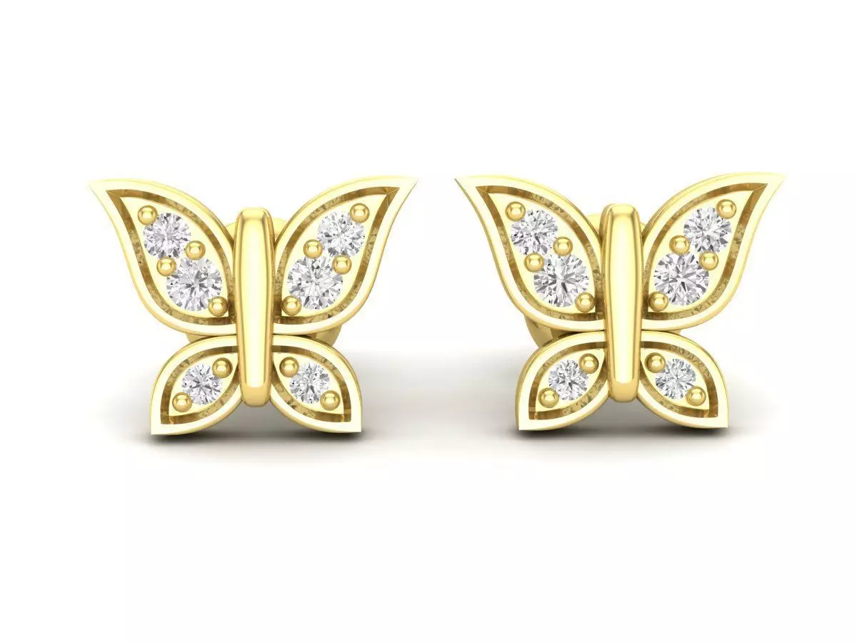 Diamond butterfly earrings for woman 3D print model