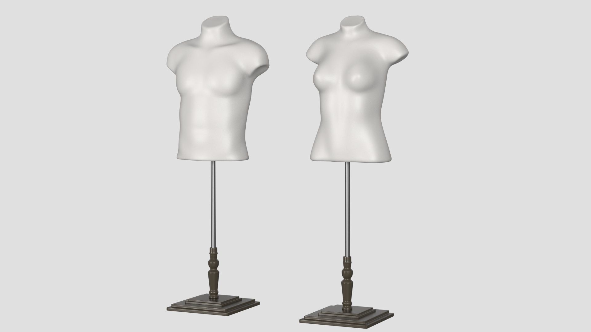Mannequin Torso Hanger Model Set of Male and Female 3D model_3