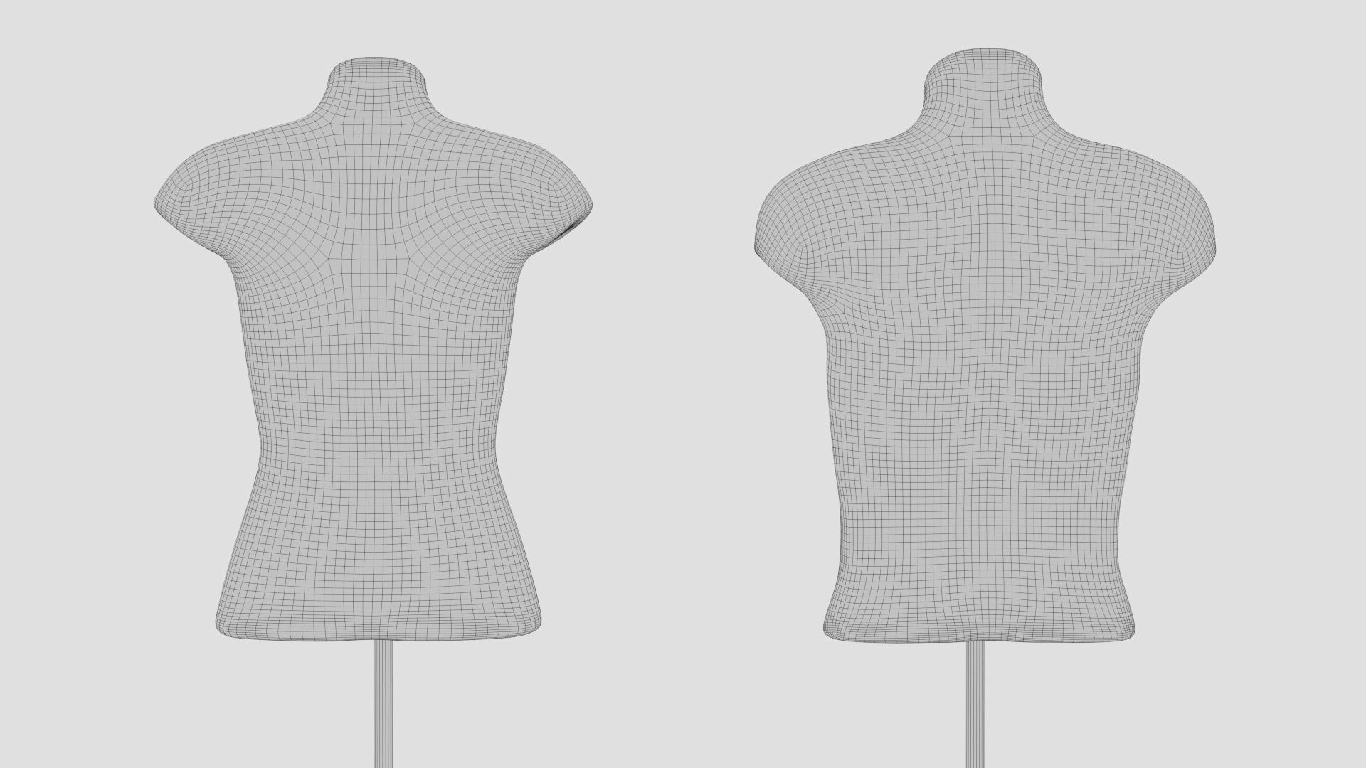 Mannequin Torso Hanger Model Set of Male and Female 3D model_17
