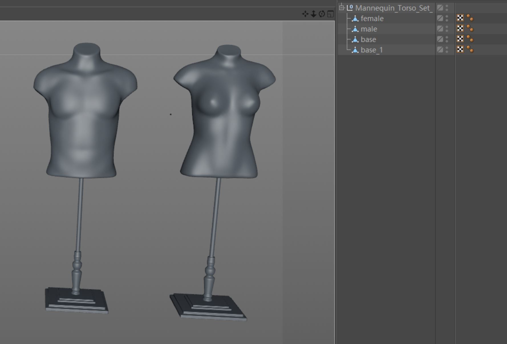 Mannequin Torso Hanger Model Set of Male and Female 3D model_11