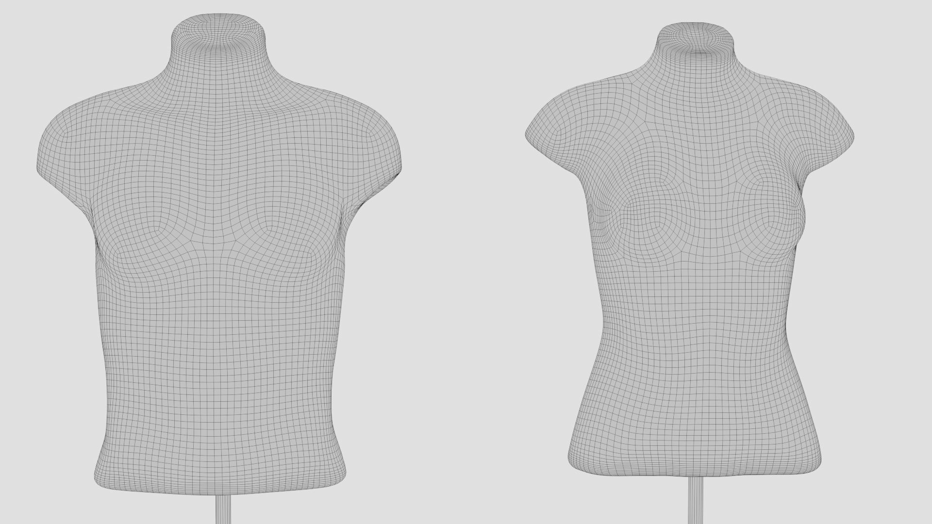 Mannequin Torso Hanger Model Set of Male and Female 3D model_16