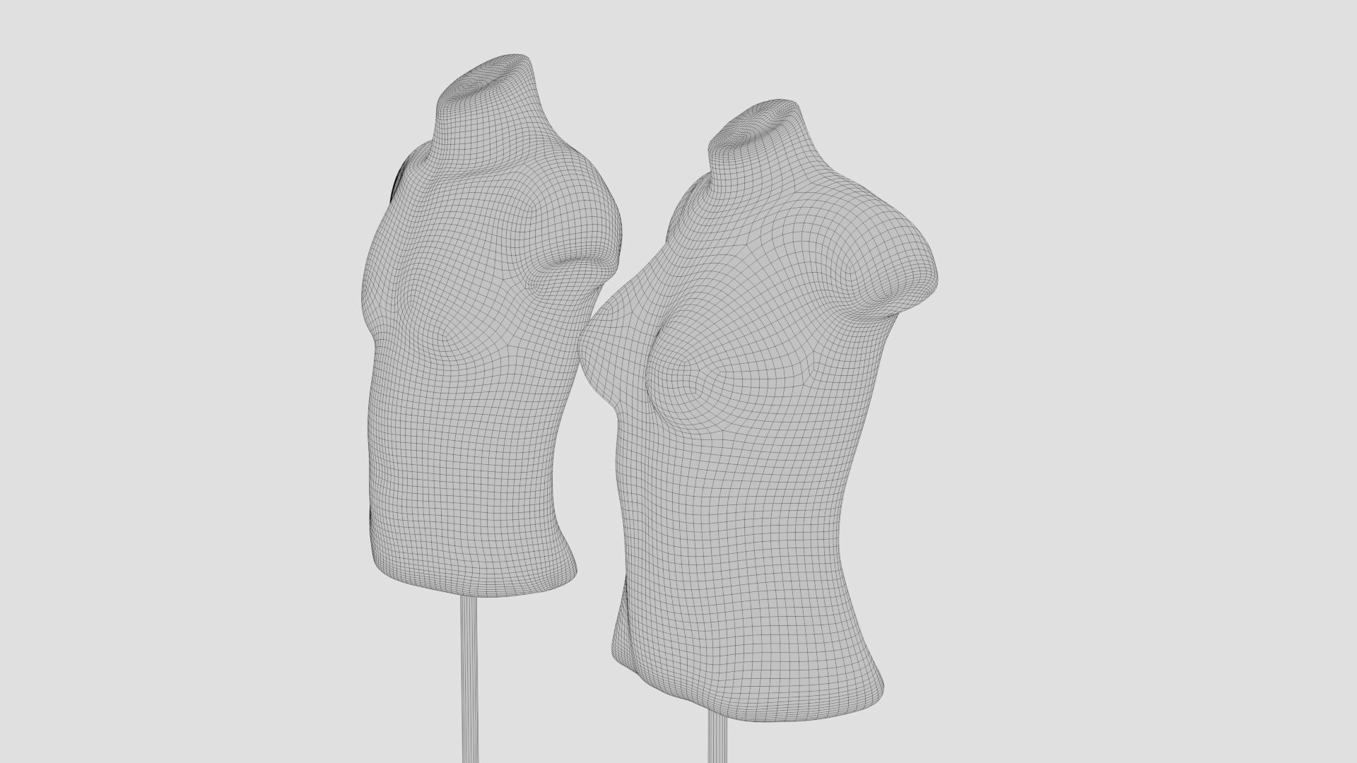 Mannequin Torso Hanger Model Set of Male and Female 3D model_18
