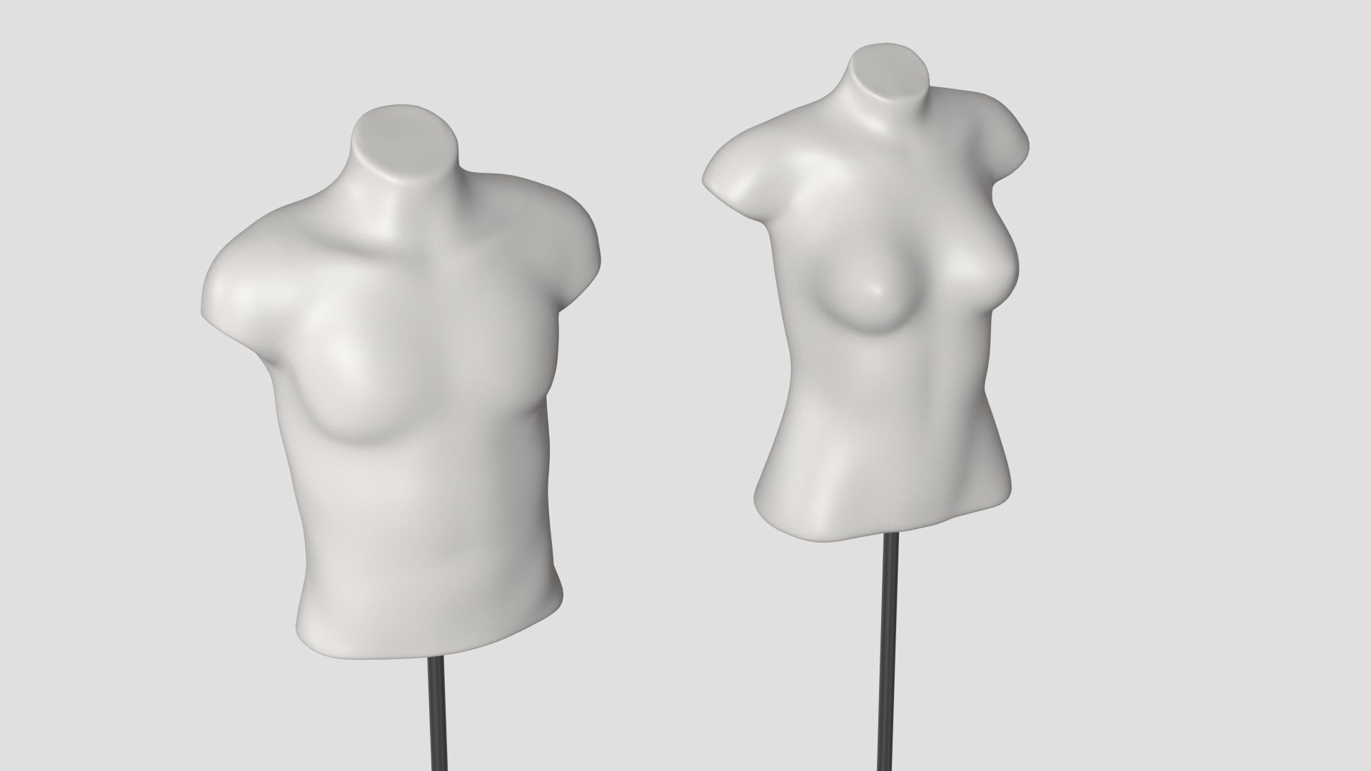 Mannequin Torso Hanger Model Set of Male and Female 3D model_9