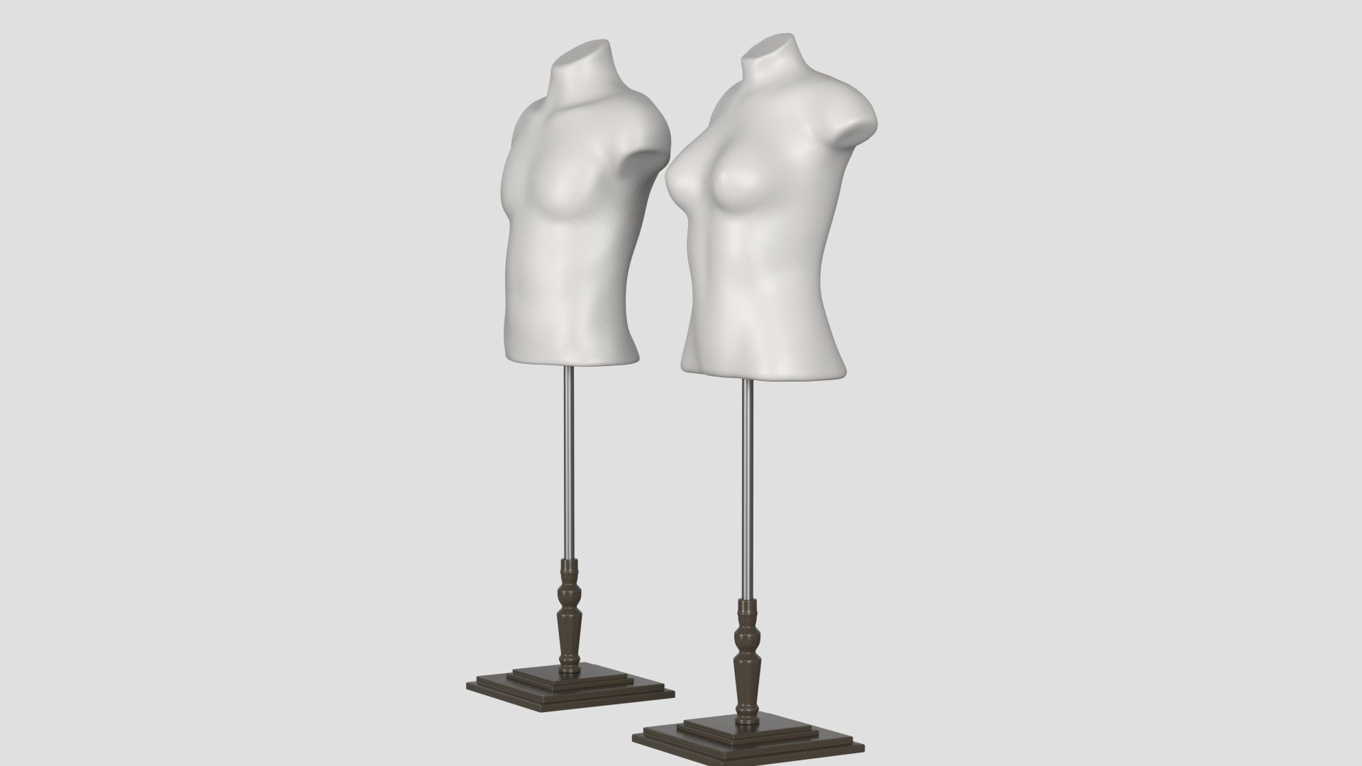 Mannequin Torso Hanger Model Set of Male and Female 3D model_4