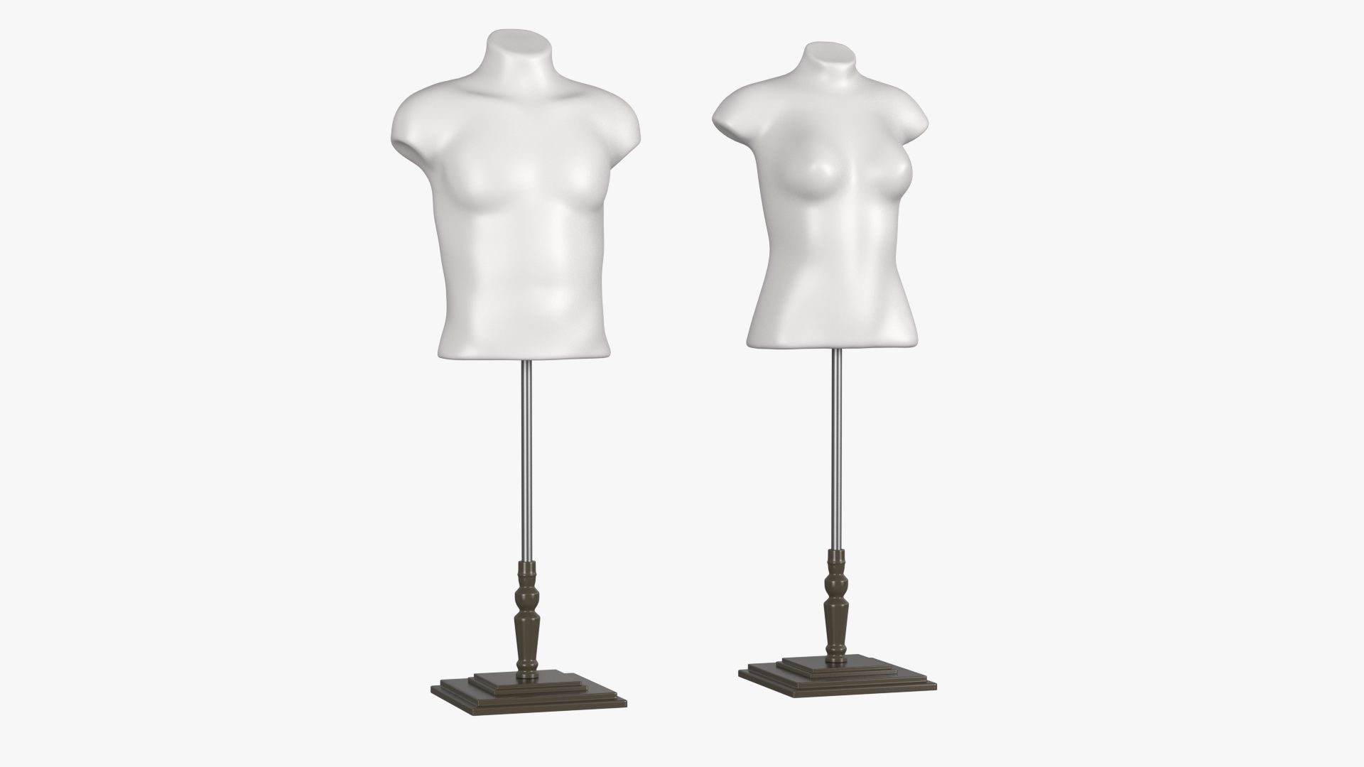 Mannequin Torso Hanger Model Set of Male and Female 3D model_1