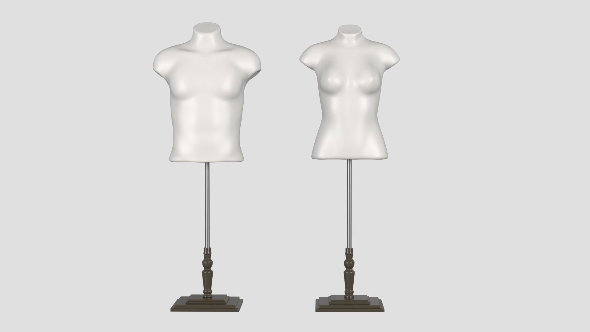 Mannequin Torso Hanger Model Set of Male and Female 3D model_2