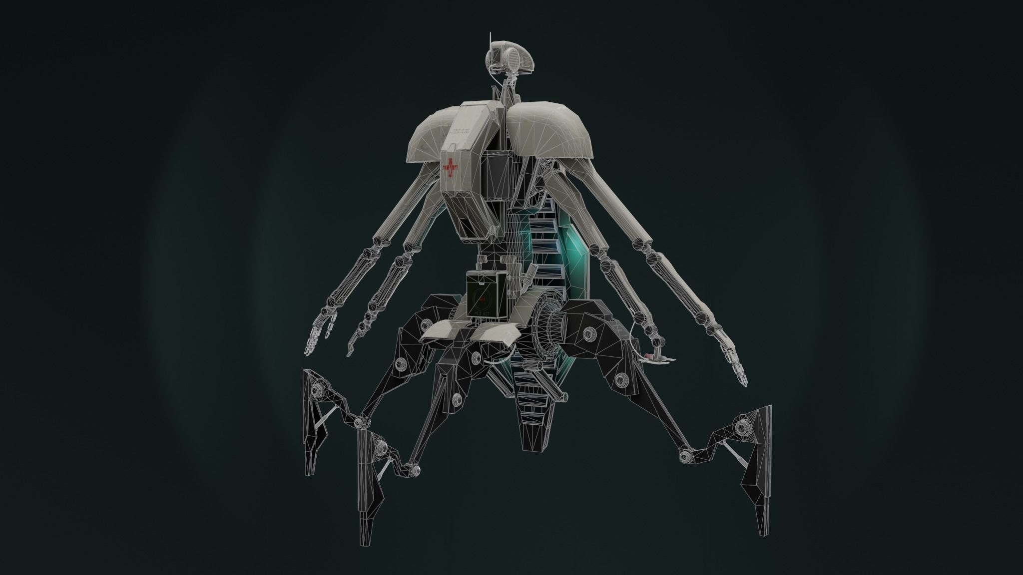 Med-droid futuristic looking robot Low-poly 3D model_6